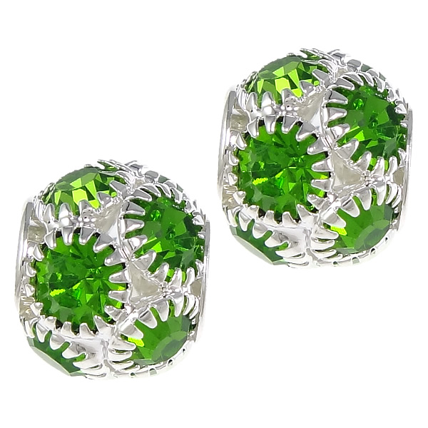 platinum color plated with green rhinestone