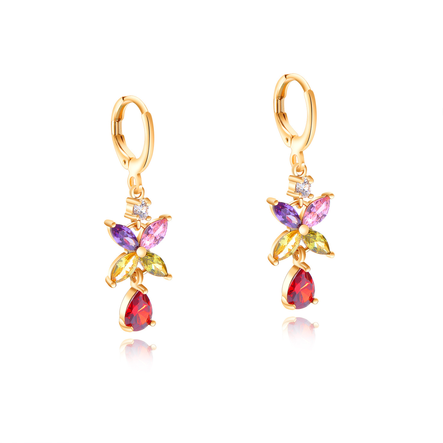 2 real gold plated with colorful rhinestone