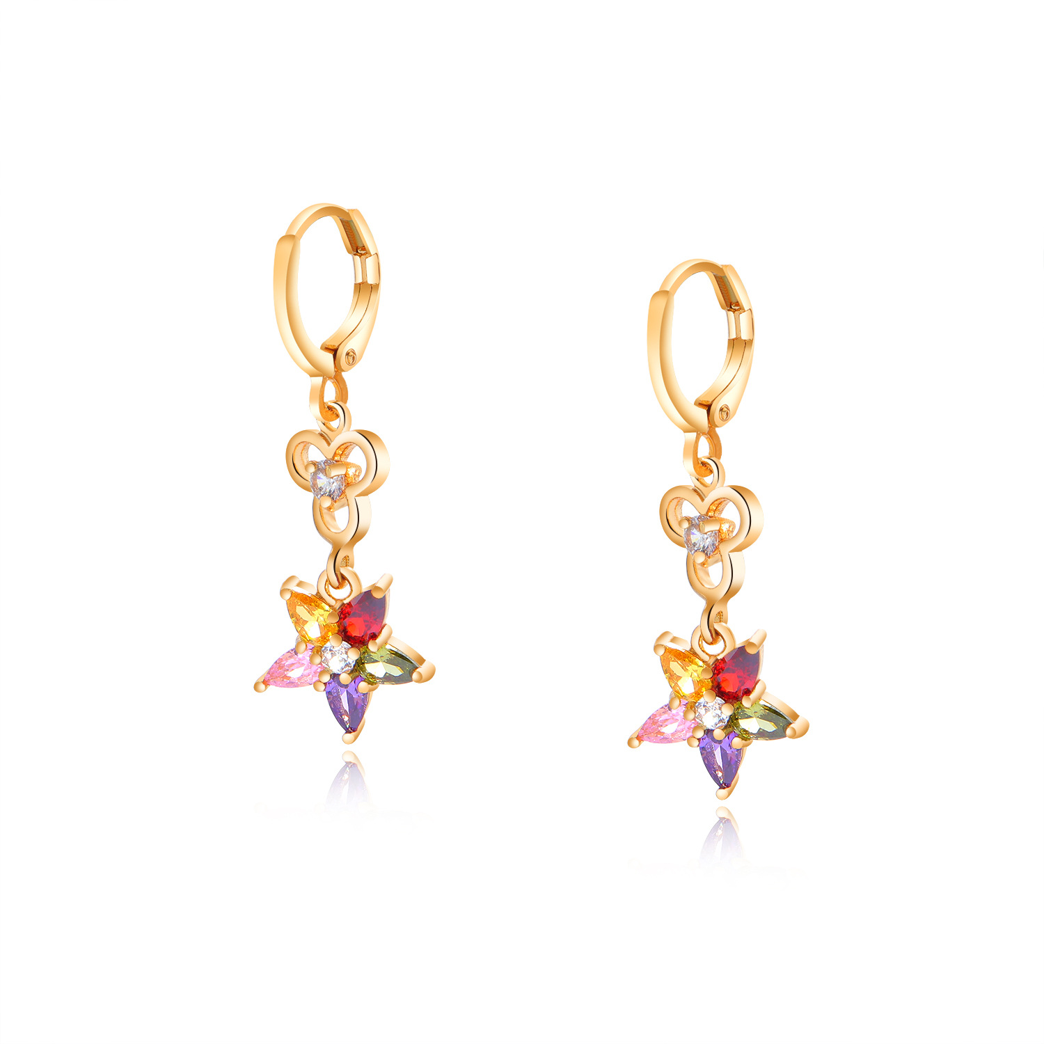 2 real gold plated with colorful rhinestone