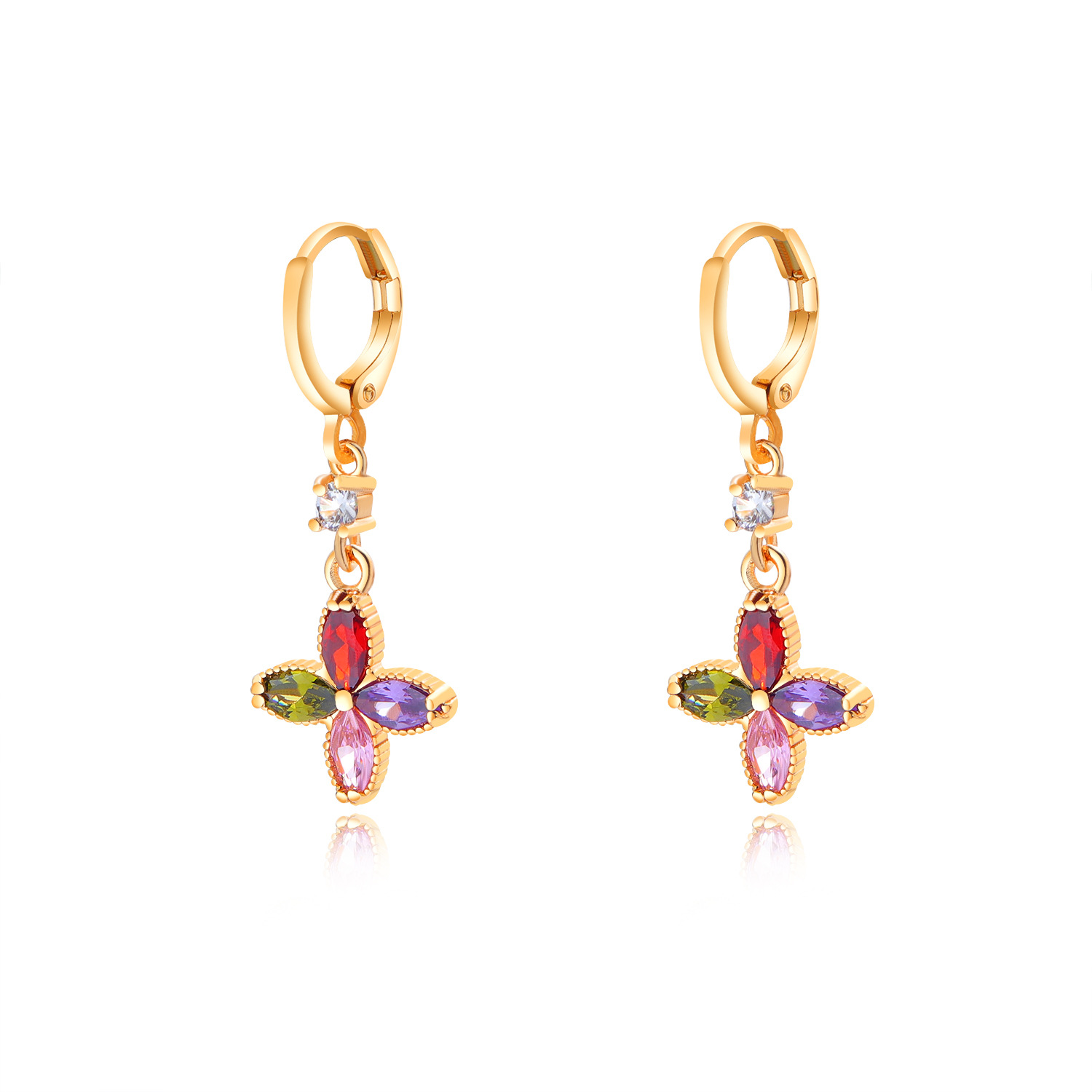 2 18K gold plated with colorful rhinestone