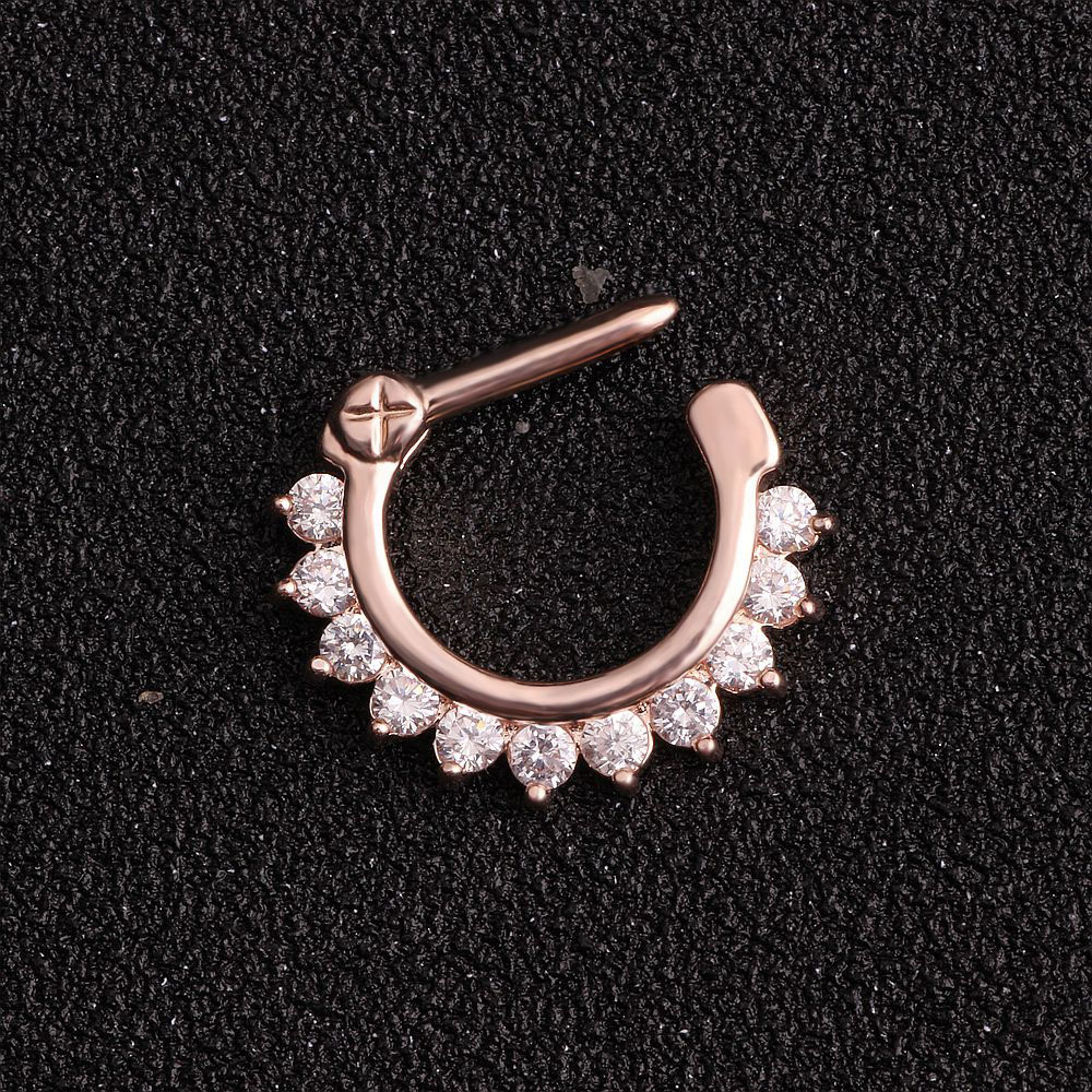 2 real rose gold plated with clear CZ