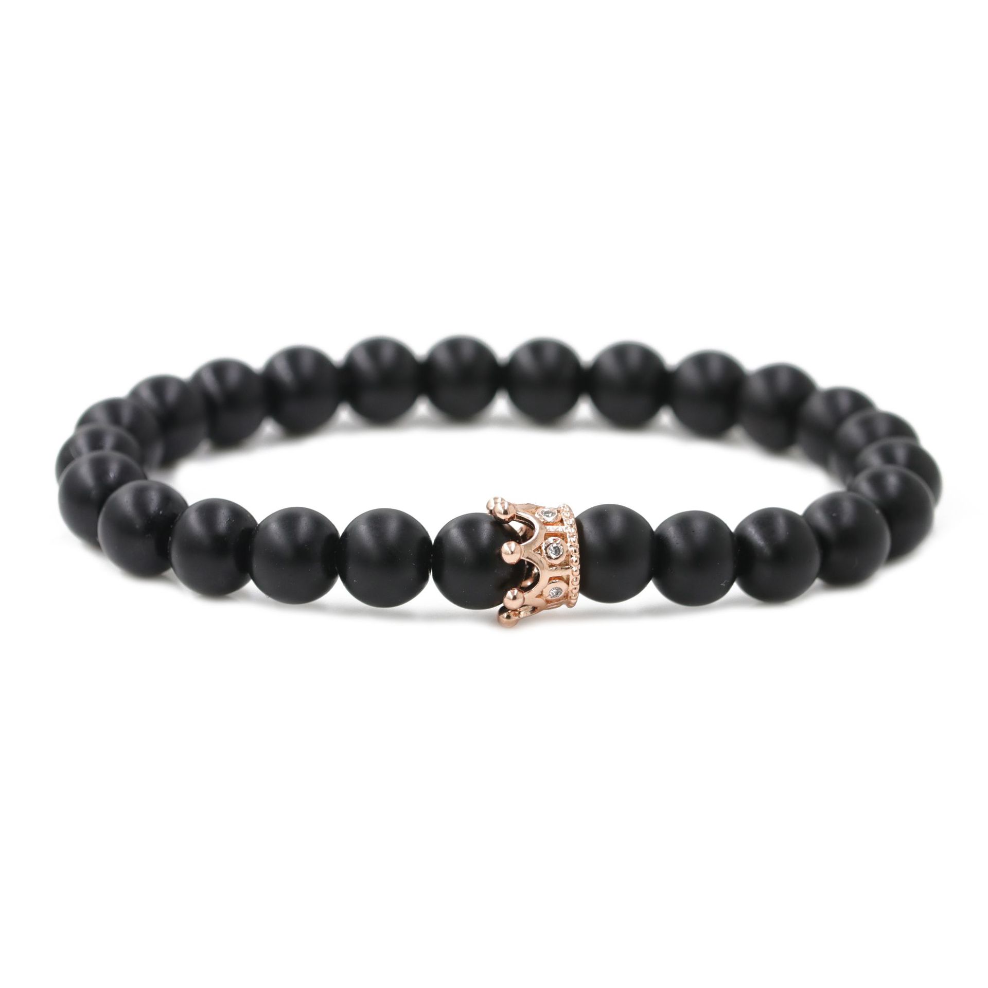 14:rose gold color plated/Black Stone