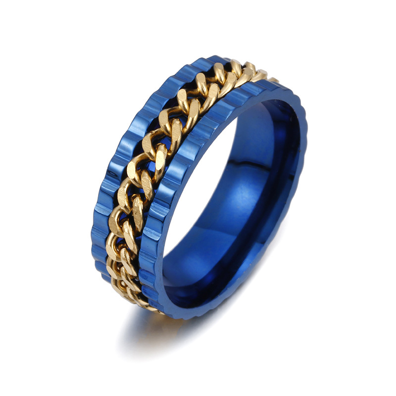 Blue ring   gold chain