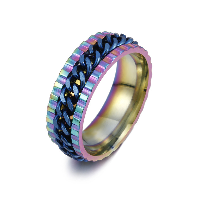 Colorful ring   blue chain