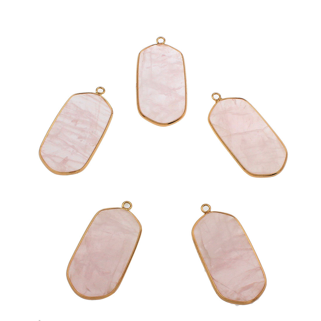 2 gold color plated with rose quartz