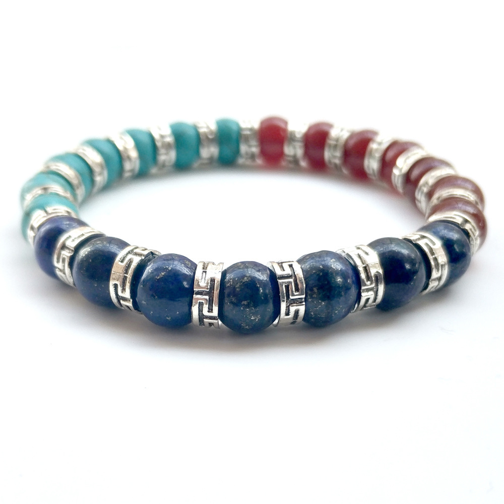 Red Agate and Lapis Lazuli and blue turquoise