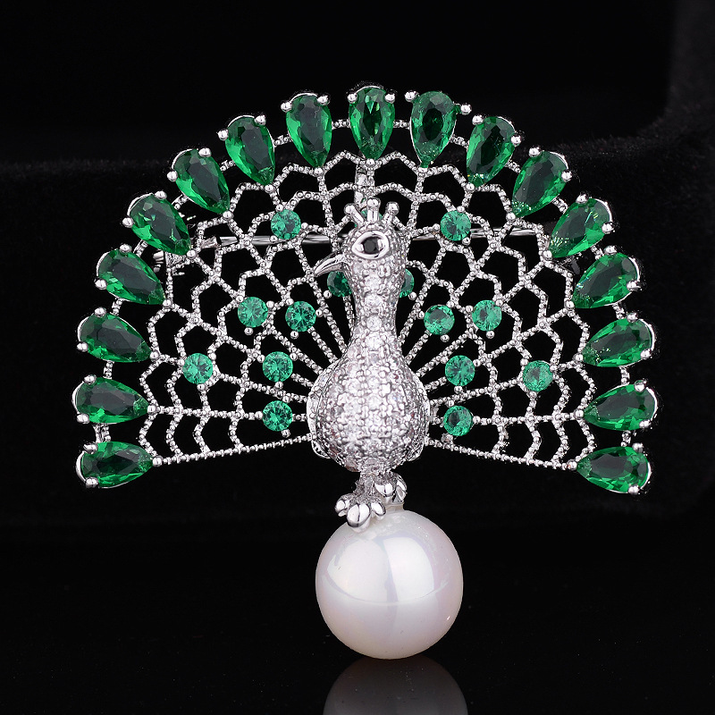 silver color plated with green cubic zirconia