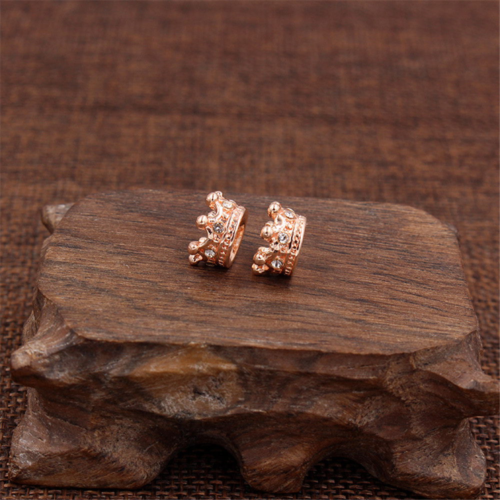 rose gold color plated with clear rhinestone