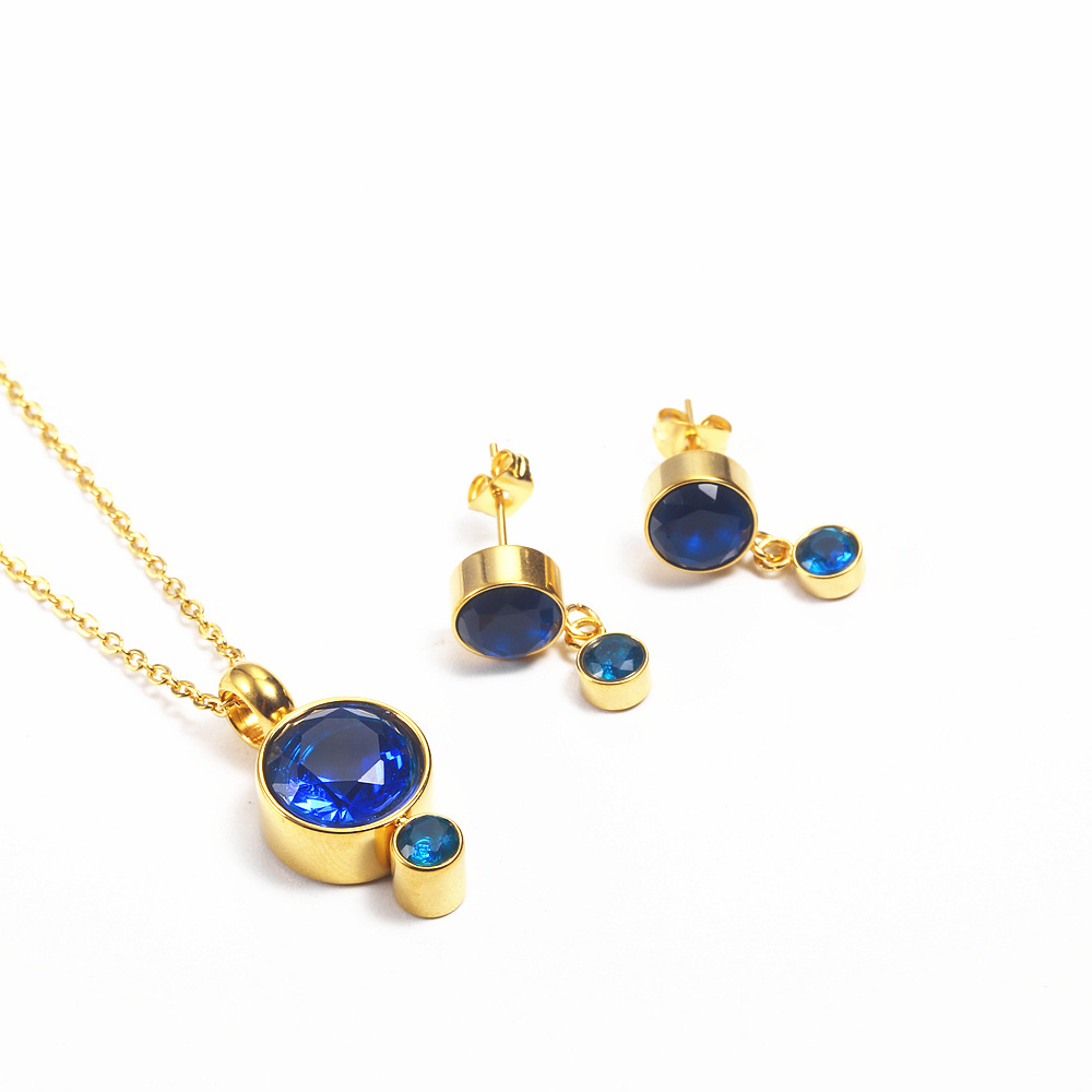 5 gold color plated with blue rhinestone
