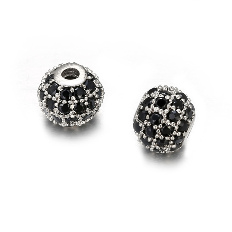 6 silver color plated with black rhinestone