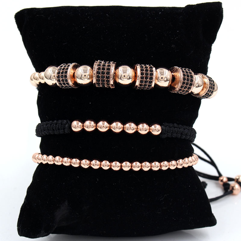 3 rose gold color plated with black rhinestone