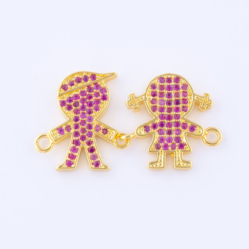 2 gold color plated with purple rhinestone