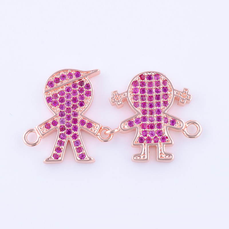 3 rose gold color plated with purple rhinestone