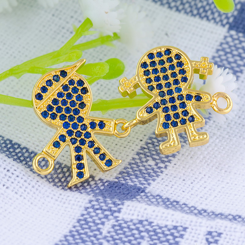 6 gold color plated with blue rhinestone