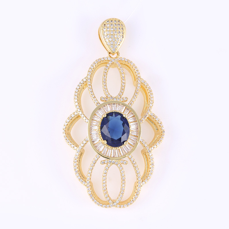 2 gold color plated with blue rhinestone