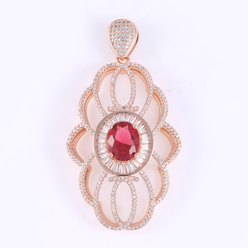 6 rose gold plated with red rhinestone