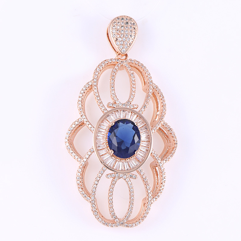 4 rose gold plated with blue rhinestone
