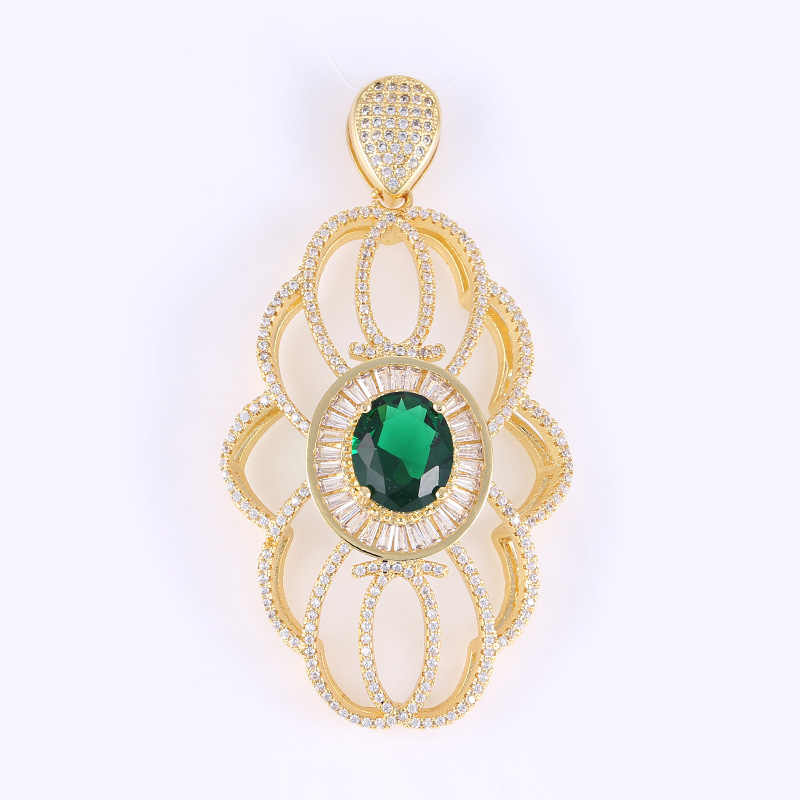 3 gold color plated with green rhinestone