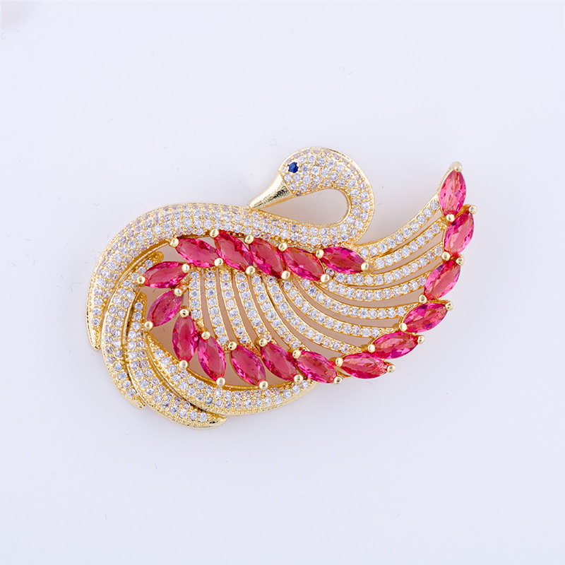 gold color plated with red rhinestone