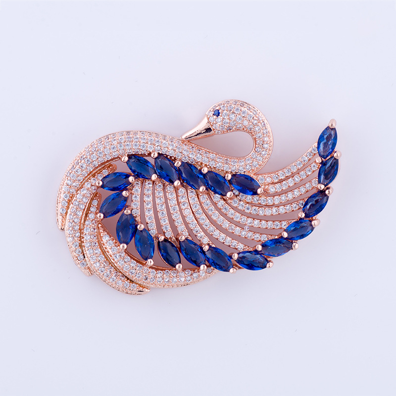 4 rose gold plated with blue rhinestone