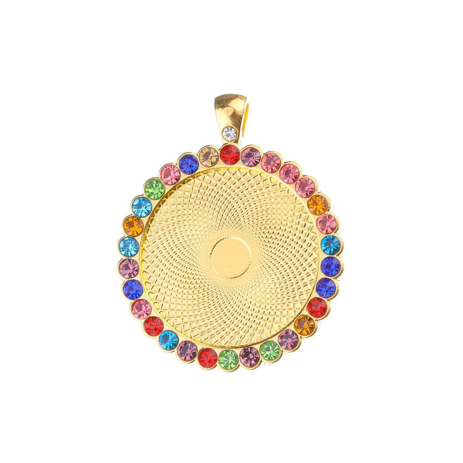 gold color plated with colorful rhinestone