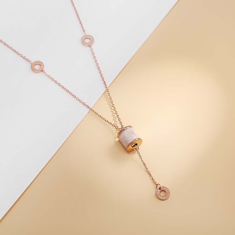 rose gold color plated with orange nylon cord