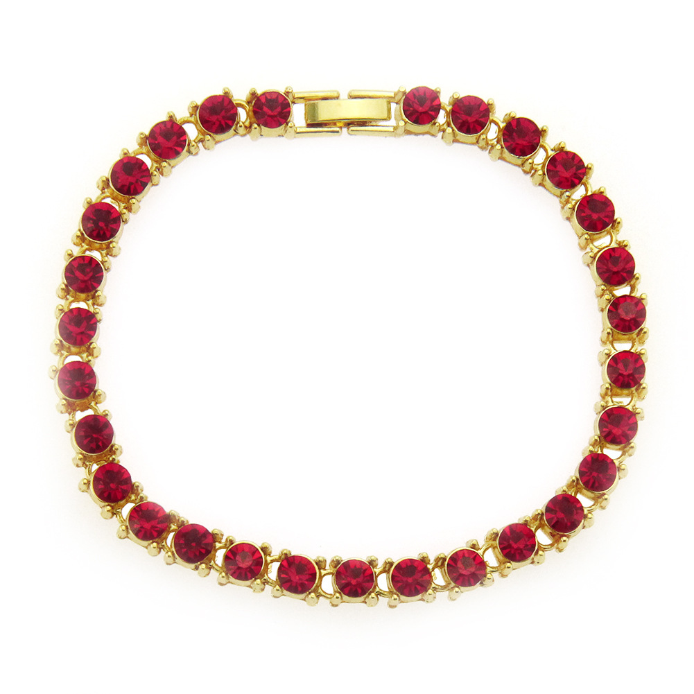  color de oro plateado con diamantes de imitación de color rojo