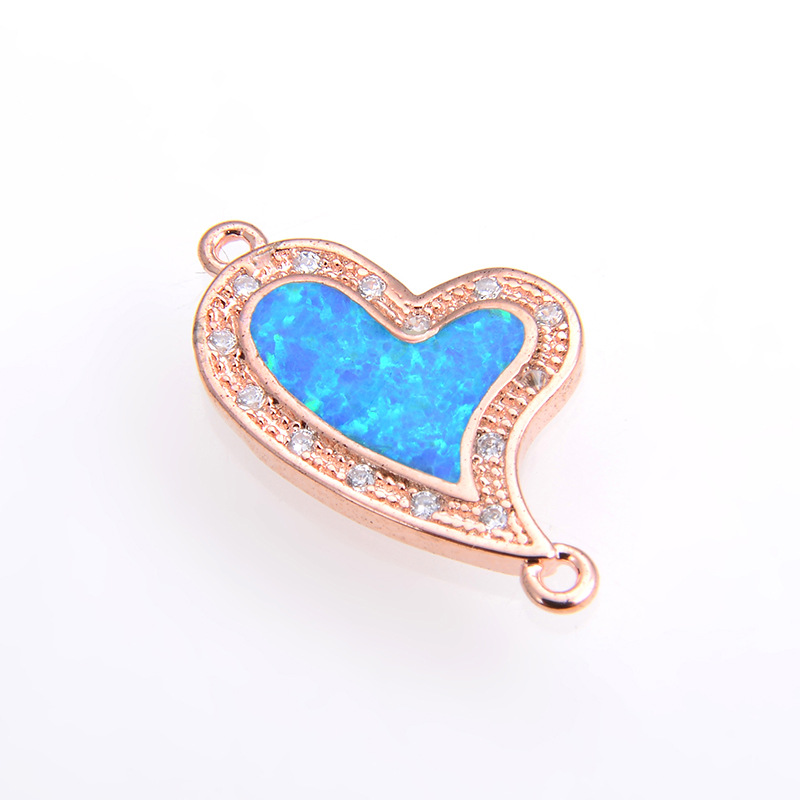 blue opal rose gold color plated