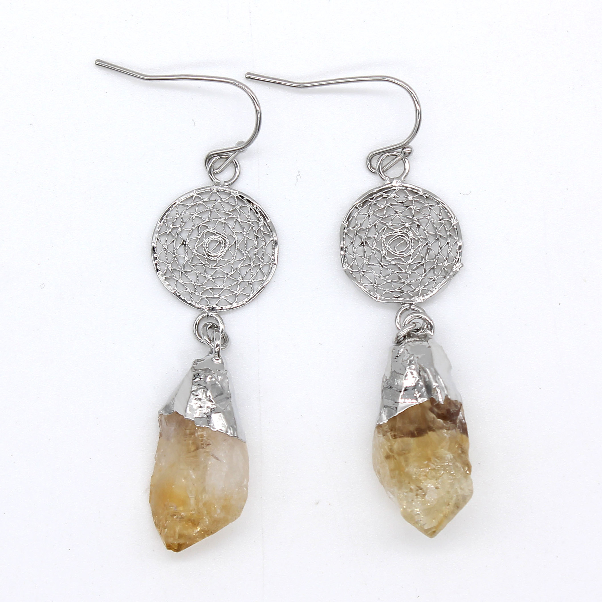 2 silver color plated with Topaz crystal