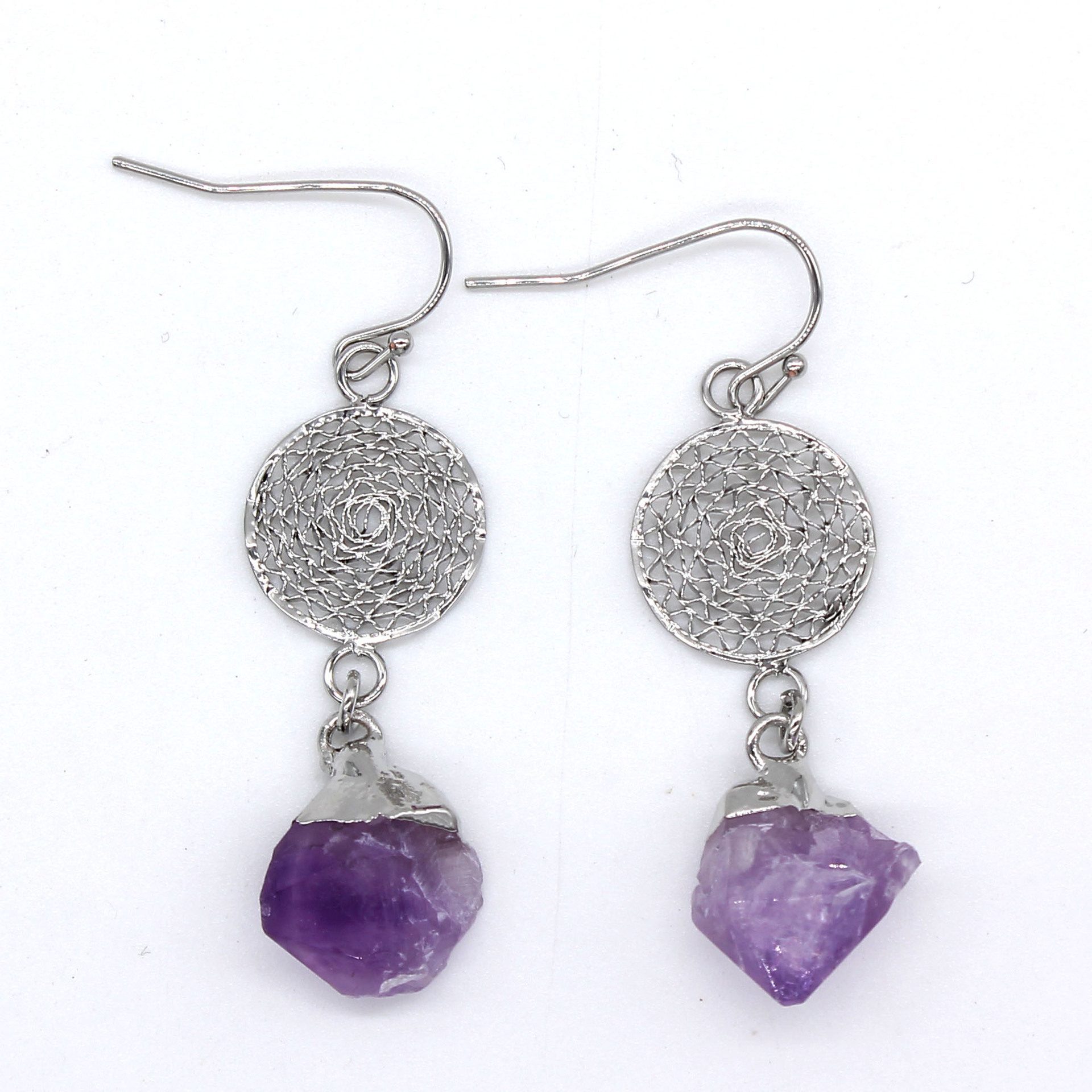 1 silver color plated with Amethyst crystal