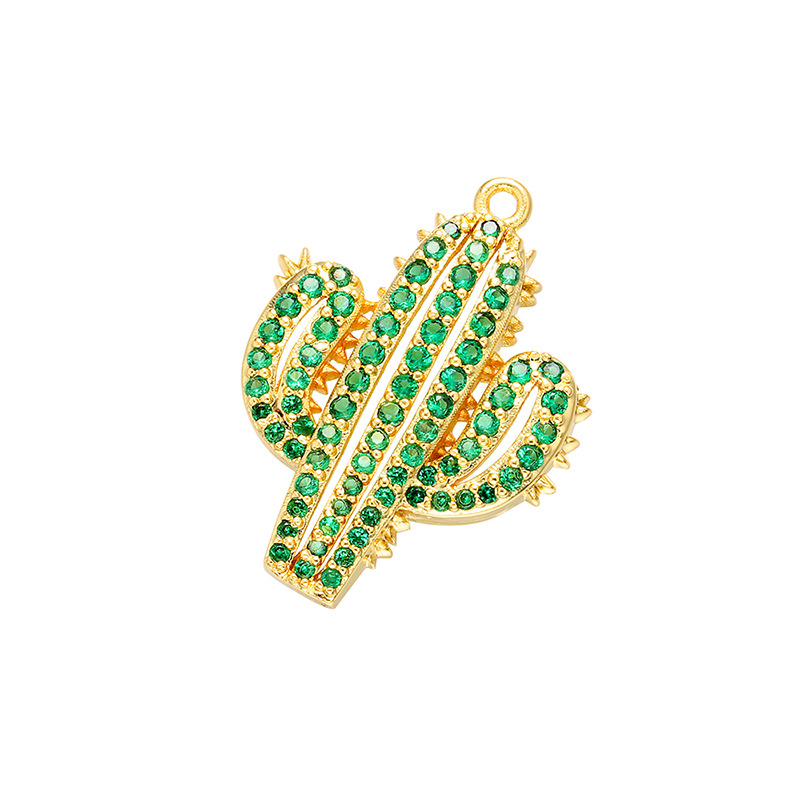 gold color plated with green rhinestone