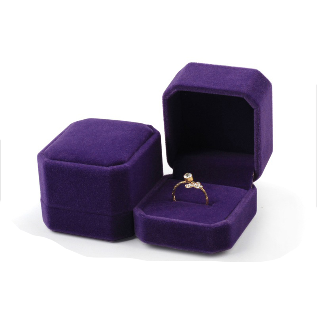 10091八角全紫色戒指盒 55x50x40mm