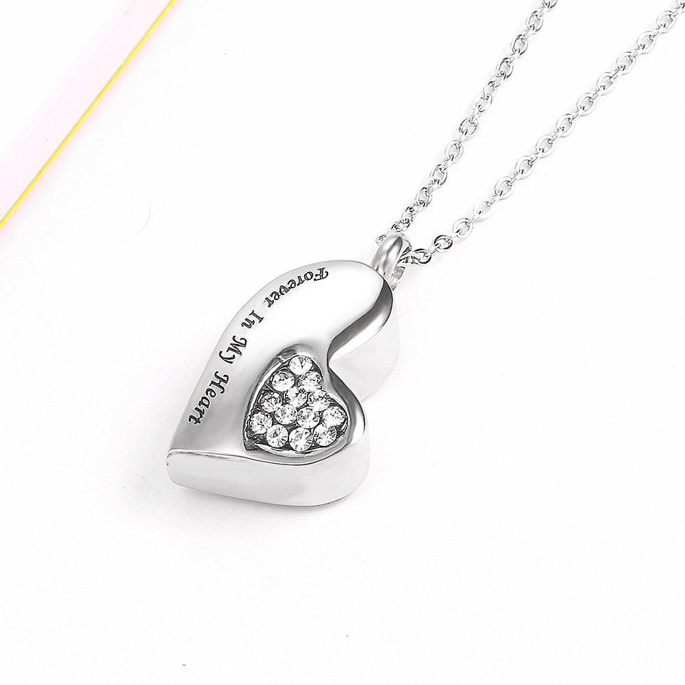 White diamond pendant + silver chain