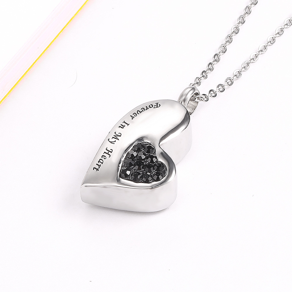 Black diamond pendant + silver chain