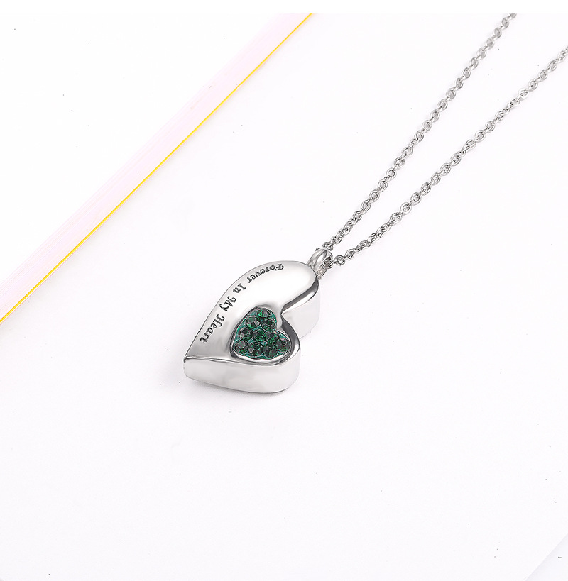 6:Green Diamond Pendant and Silver Chain