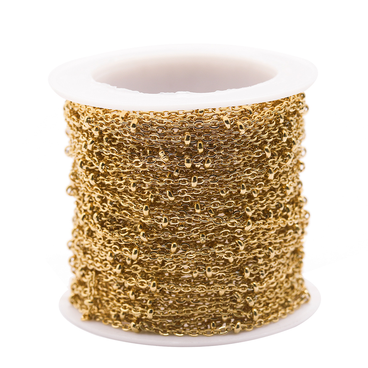 Gold beads 3mm, chain width 2mm