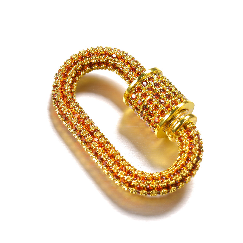 1:gold color plated with orange rhinestone