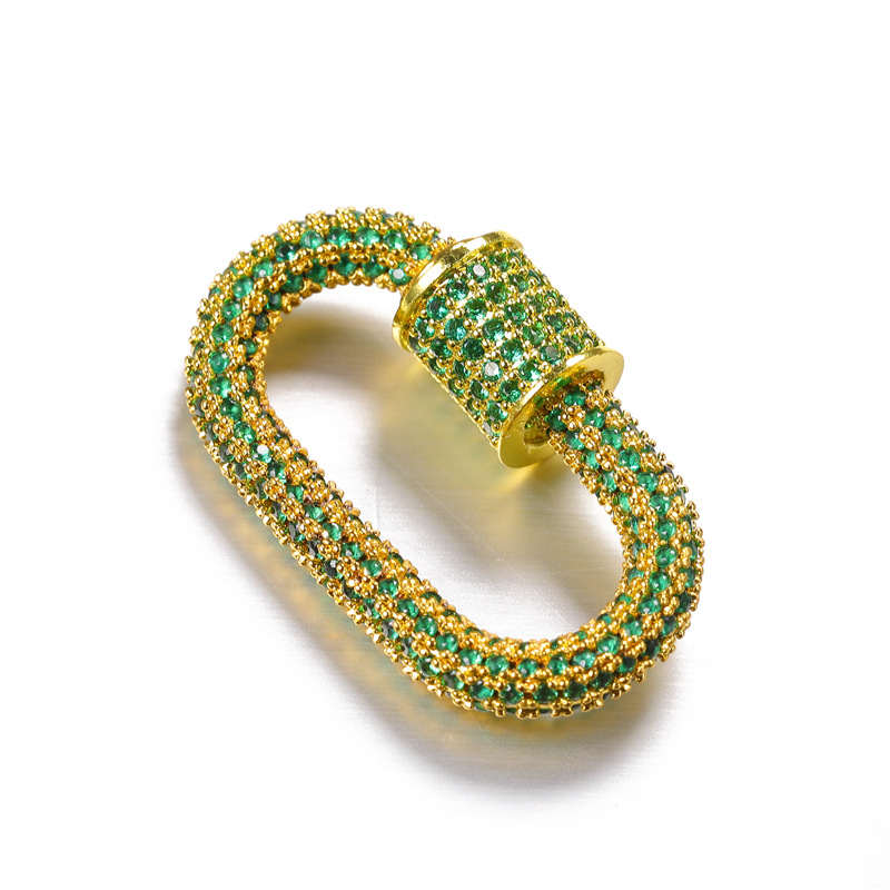5:gold plated with green rhinestone