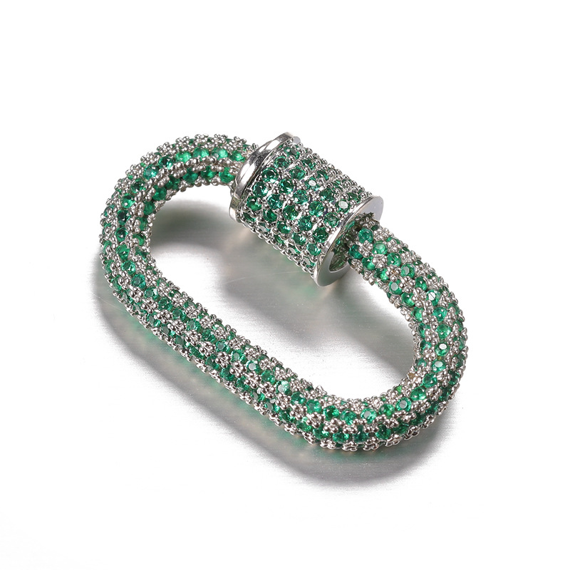 silver color plated with green rhinestone