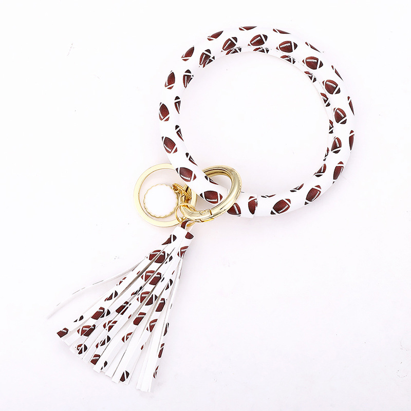 4:White football bracelet key chain