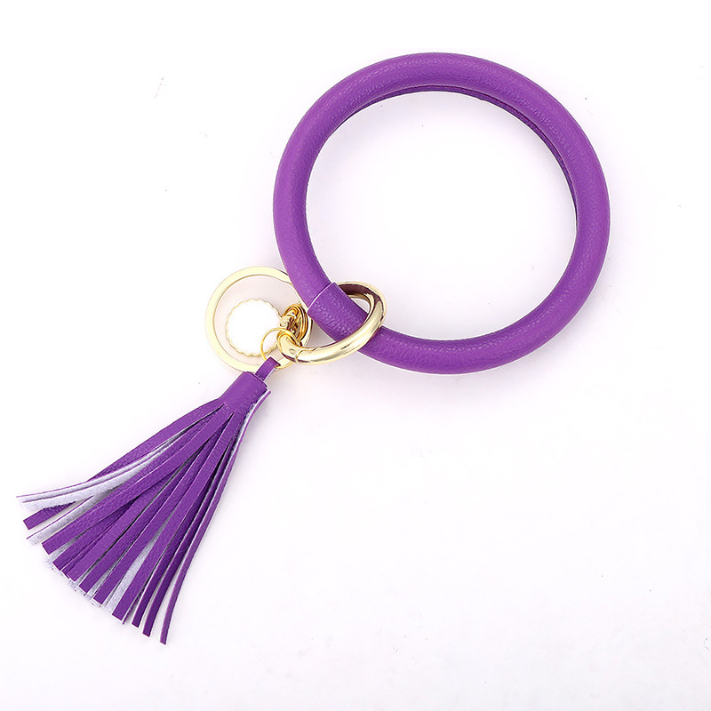 Solid dark purple bracelet key chain