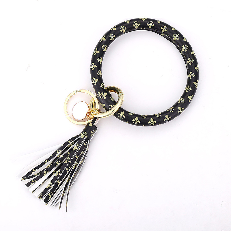 Black bottom print bracelet key chain