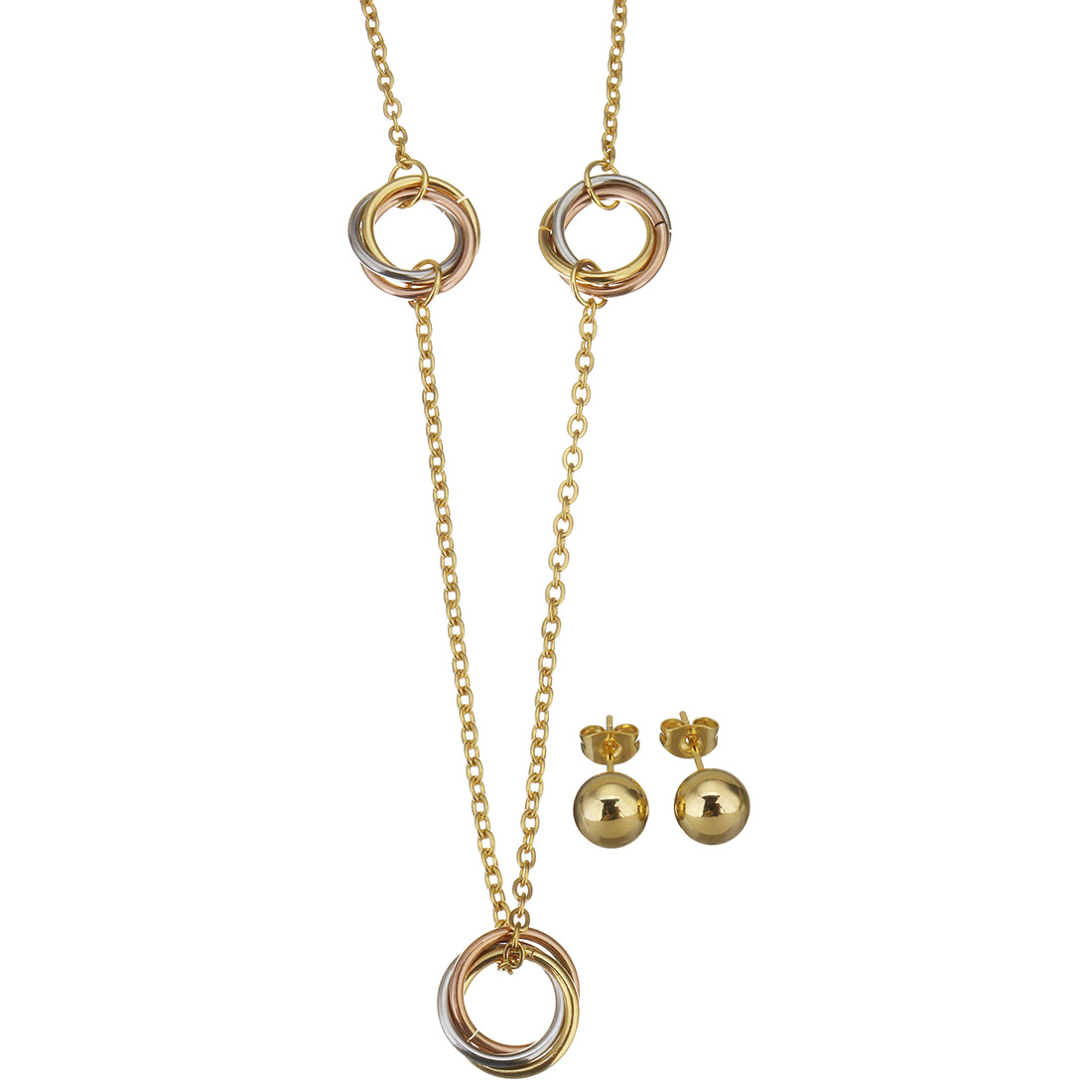 3:钢色链和金色耳环