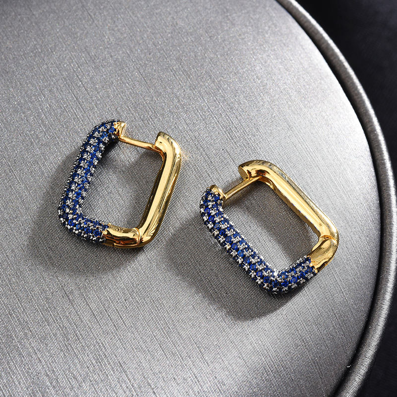 gold color plated with deep blue CZ
