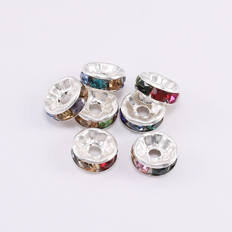 silver color plated with colorful rhinestone【50p