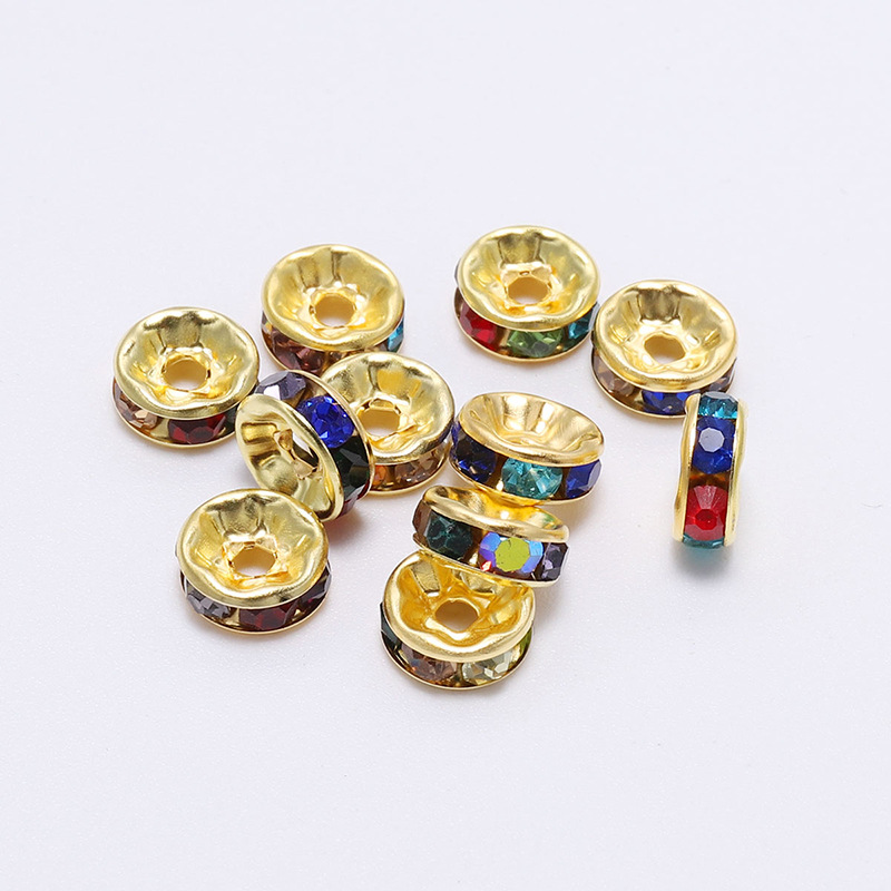 gold color plated with colorful rhinestone【50pcs