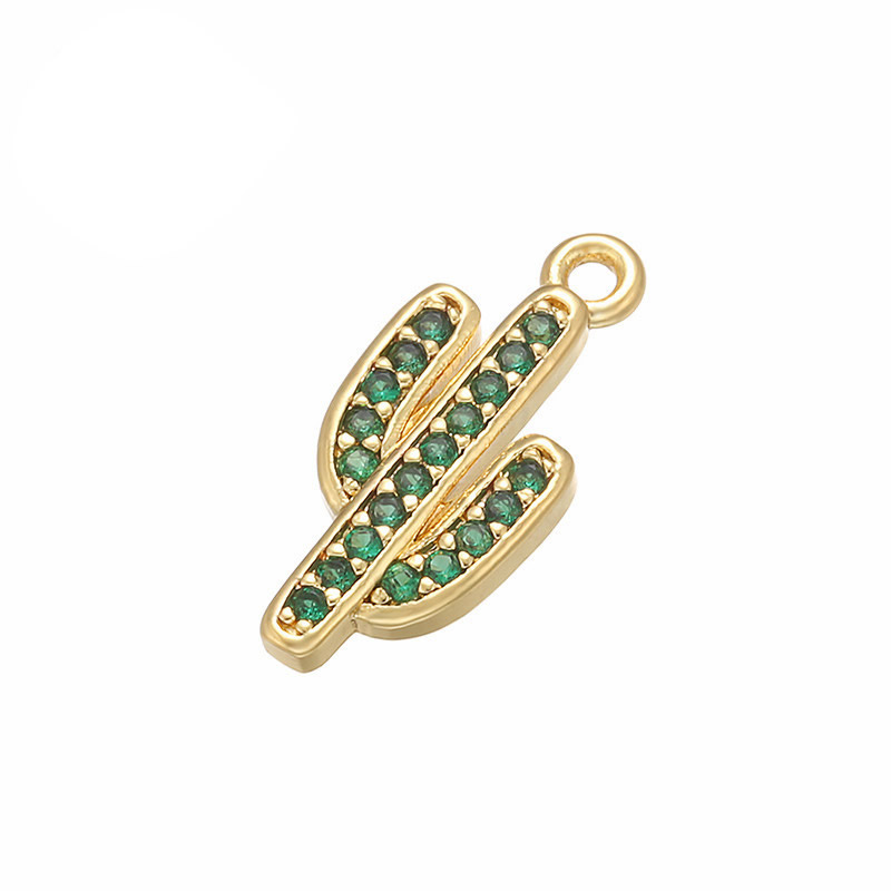 2 gold color plated with green rhinestone