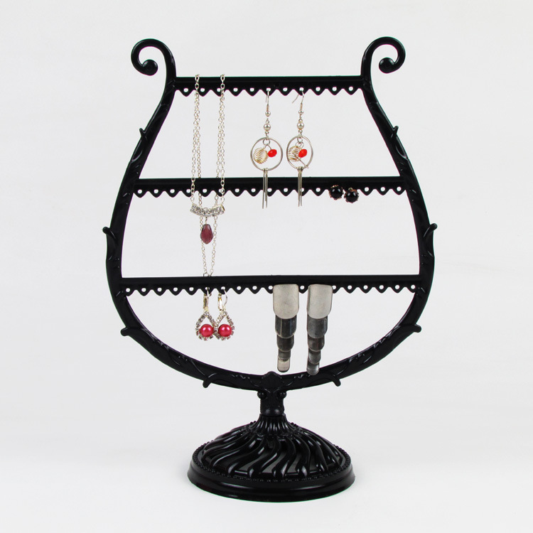 Wine glass jewelry holder, black