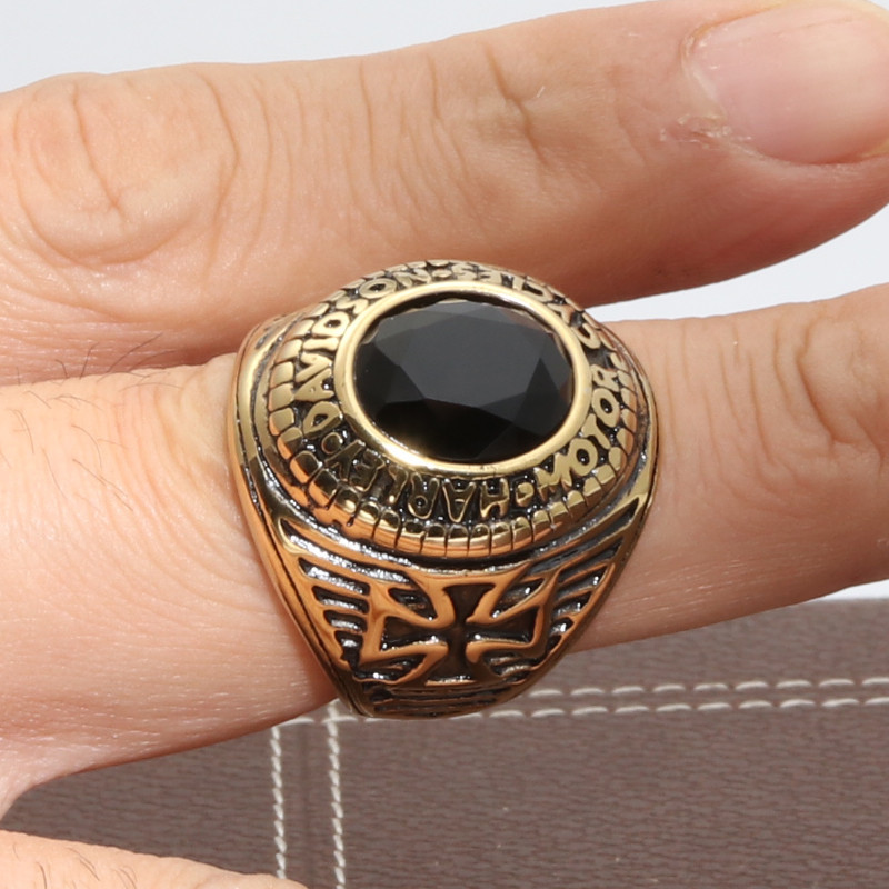 Golden Black Gem Ring Ring Number 8
