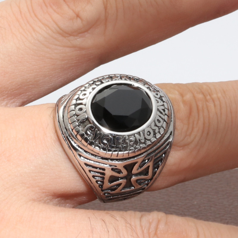 Silver black gemstone ring ring number 8